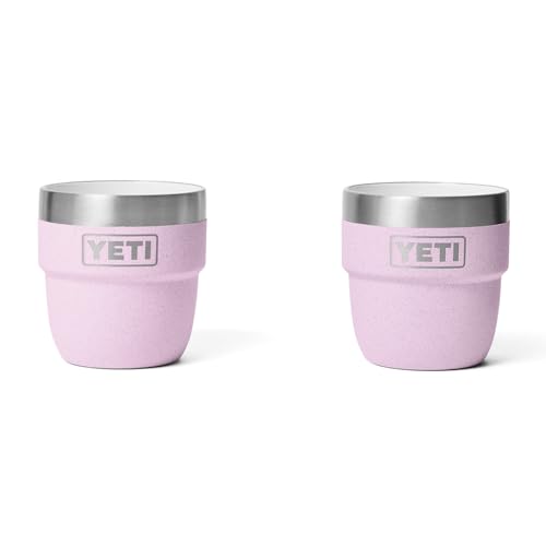 YETI Rambler 4 oz Stackable Cup, Stainless Steel, Vacuum Insulated Espresso/Coffee Cup, 2 Pack, Cherry Blossom