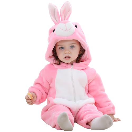 HAHASHOW BéBé d'hiver Grenouillères Combinaison Unisexe Animal Mignon Flanelle Barboteuses Manteau à Capuche Enfants Pyjama Jumpsuit pour Garçon et Fille...