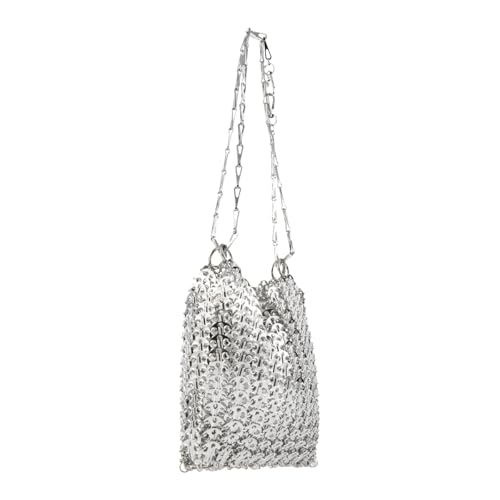 Image of Novelty Metal Sequins Purse Hollow Out Metallic Evening Bag Glittering Ladies Crossbody Bag Beaded Bag for Party