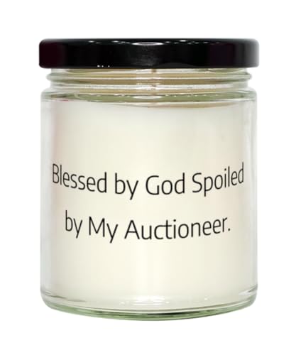 Generic Unique Auctioneer Scent Candle, Blessed by God Spoiled by My, Gifts for Men Women, Present from Team Leader, for Auctioneer, 9oz, White