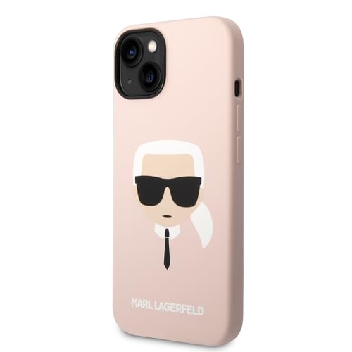 KARL LAGERFELD KLHCP14MSLKHLP Coque pour 14 Plus 6,7 Pouces Coque Rigide en Silicone Rose Karl's Head
