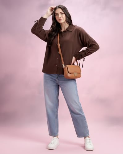 Image of Shirts for Women - Korean Style Sleeve Oversized Button Down | Plus Size Workwear Top for Office & Casual Wear (Available in Plus Size)