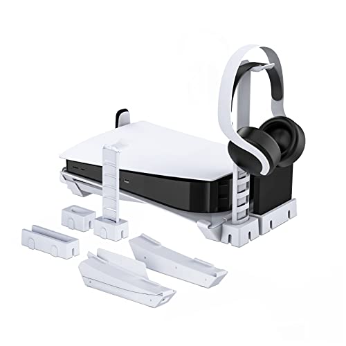NexiGo Support Horizontal NexiGo PS5, Support de Base avec Support de Casque, Emplacements pour Disque Dur et Télécommande Multimédia, Compatible avec Les Disques Playstation 5 et Éditions Numériques Cover