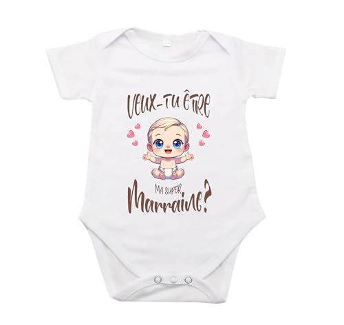 maroma [6-3] Body Personnalisé Veux Tu Etre Ma Super Marraine Idée Annonce Demande Originale,Humour, Futur /3 Mois/