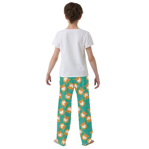 Corgi Dog Sweet Heart Boys Long Pants Soft Trousers Elastic Waist Kids Lounge Bottoms with Pockets S-XL3