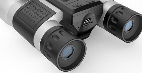 ZZSTAR 12x32 Binoculars with Built-in Camera, High Powered Binoculars for Adults, 2' LTPS Display 5MP 1080P Video Photo Recorder for Bird Watching Travel Concert, with 32GB Micro SD Card, Silver