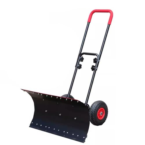 DRemdo Metal Snow Pusher Shovel for Driveway with Wheels, 39.3in Bi-Directional Heavy Duty Rolling Snow Pusher on Wheels, Back Saver Wheeled Snow Shovels for Snow Removal for Doorway Sidewalk Deck