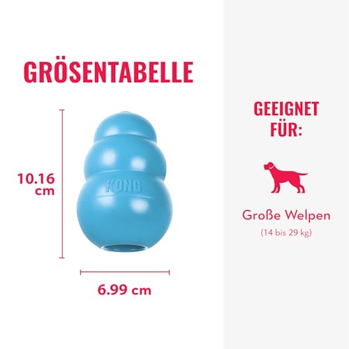 KONG – Puppy Toy Naturkautschuk zur Zahnungshilfe – Kauen, Jagen, Apportieren (Farbvar.) – Für Große Welpen