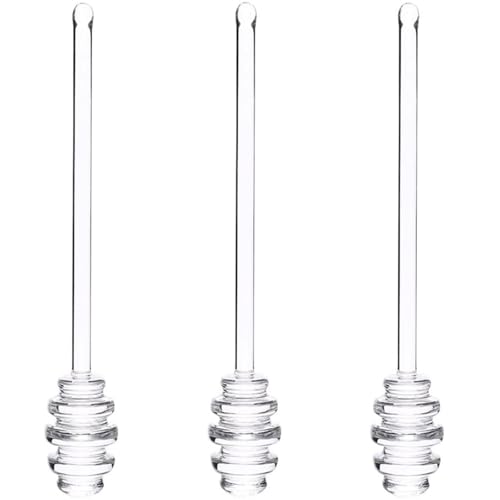 3 cucharas de cristal para jarabe de mermelada de miel, varita agitadora de miel, cuchara de llovizna, barra agitadora de miel
