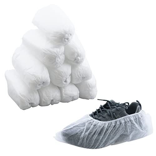 Fundas desechables para zapatos, 100 piezas (50 pares), fundas para zapatos, talla única para todos los abrigos, fundas para botas de interior para damas y hombres, color blanco Cover