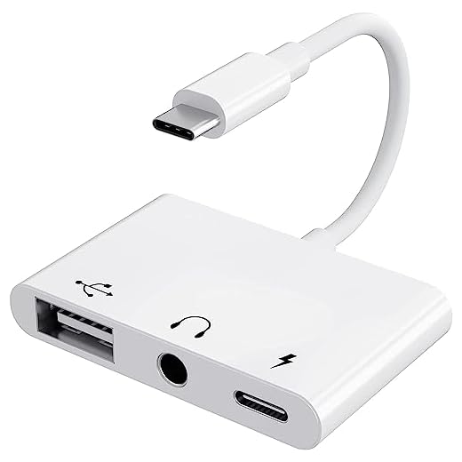UWECAN USB C to USB Adapter, 3 in 1 USB C to USB A OTG Adapter with 3.5mm Headphone Audio Jack and 60W PD Fast Charging Port, USB-C Splitter Compatible with Most Type-C Phones, iPad Pro, Laptops