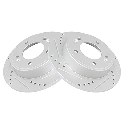 Image of TRQ Performance Rear Brake Pad and Rotor Set Ceramic Drilled Slotted G Coated Rotors Compatible with 2017-2020 Hyundai Elantra 2020-2022 Venue 2020-2022 Kia Soul