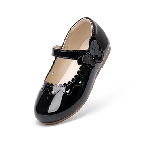 Image of PHIRAMIN Toddler Flower Girl Glitter Dress Shoes Little Girl Ballet Flats Bow Wedding Party