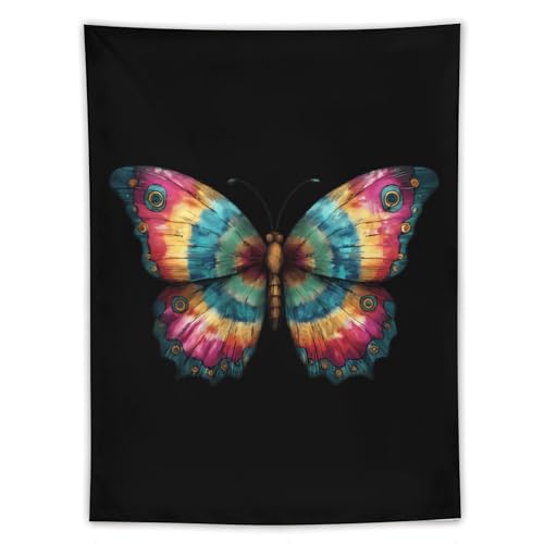 Tapiz de mariposas tie-dye vertical para renovar la decoración textil del salón