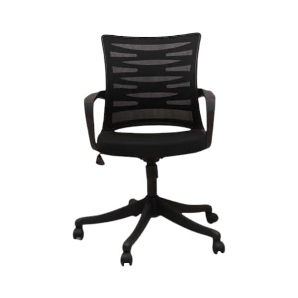 Image of Ergonomic Mesh Office Chair with Adjustable Height, Breathable Backrest | Padded Seat | Fixed Armrests | Smooth 360 Swivel Wheels | Modern Computer Desk Chair for Home Office (Black)