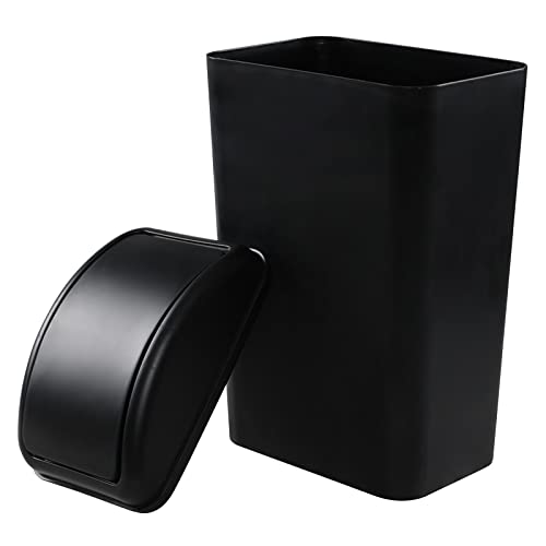 Caneca de basura rectangular de plástico 3.5 galones negra miniatura 5