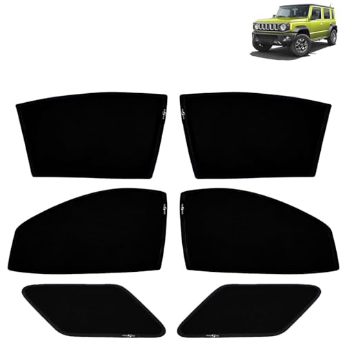 Image of KINGSWAY Car Sun Shade Curtains Only Compatible with Maruti Suzuki Jimny (2023 Onwards) | Z-Black Fix-Type (Non-Magnetic) | UV & Heat Protection | Pack of 6 Pcs