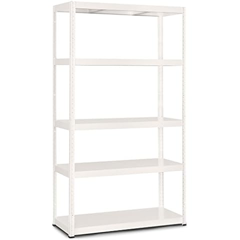STORALEX® Metal Office/Utility Room Shelving Unit - 1800mm High x 1000mm Wide x 400mm Deep - 5 Adjustable Levels - 130KG UDL - White Cover
