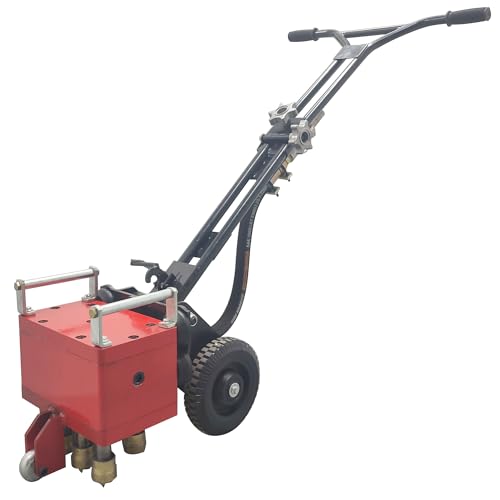 HQHAOTWU Concrete Scabler Grinder Scarifier Hand Pushed Pneumatic Chiseling Machine 7 Heads Air Pressure Concrete Floor Grinder Bridge Concrete Roughening Machine 38cm Working Width No Air Compressor