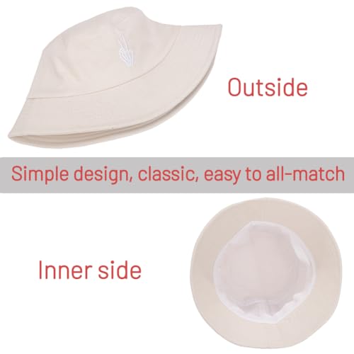 Image of Cotton Bucket Hat for Women Men Summer Travel Sun Beach Bucket Cap, Unisex Outdoor Fisherman Hat