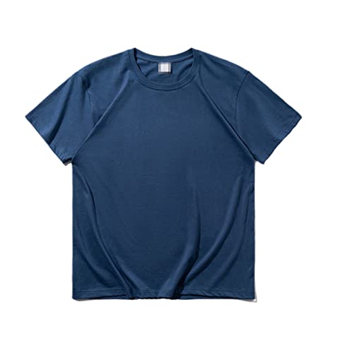 T-shirt d'été manches courtes homme oversize coton harajuku hip hop uni bleu gris S