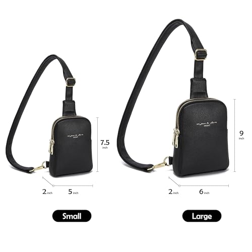 INICAT Travel Small Crossbody Sling Bags Valentines Day Gifts Women Her Cross Body Purses Vegan Leather Birthday, Black, Small, Casual