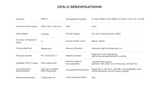 Image of Official CREALITY CFS-C, Multi-Color Smart Filament System for K1 Series 2025 /K1 Max 2025 /K1C 2025 /K1 Max /K1C /K1 /K1 SE, 3D Printing, RFID Auto-Loading,External Cutter,Filament Runout &Tangle Detection
