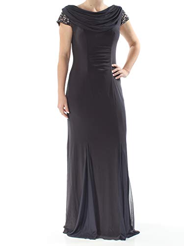 Alex Evenings Women's Empire Waist and Lace Ruched Dress (Petite and Regular), Gunmetal, 6