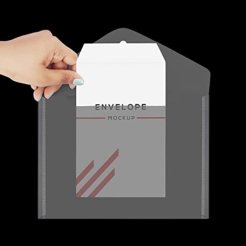 Image of A5 FD Size Envelope Design File Folder Clear Holder Storage Case for Paper Document Bag PassBook, Cheque Book Snap Button Folder Clear Plastic Container - Pack of 100