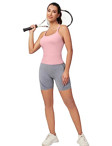 Image of MathCat Workout Tank Tops for Women with Built in Bra, Sleeveless Gym Tops Seamless Racerback Athletic Yoga Shirts