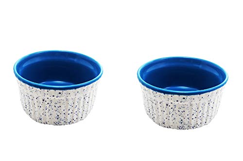 Caffeine Ceramic Handmade Glossy Blue and Matte White Ramekin 3