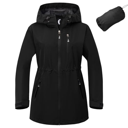 Garemcy Women's Rain Coat Waterproof Lightweight Packable Rain Jacket with Hood Active Outdoor Windbreaker