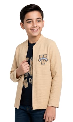 Image of Boys Full Sleeves Solid Jacket and T-Shirt