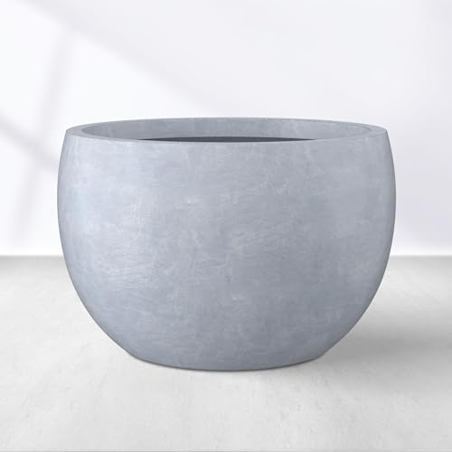 Kante AC0049A-60611 Maceta redonda de hormigón ligero para exteriores, 8 pulgadas de alto, gris
