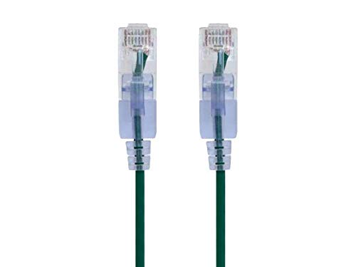 Image of Monoprice Cat6A 7ft Green 10-Pk Patch Cable UTP 30AWG 10G Pure Bare Copper Snagless RJ45 SlimRun Series Ethernet Cable