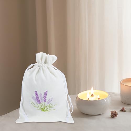 Bolsitas aromáticas de lino con lavanda blancas, 10 piezas miniatura 3