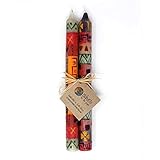 Global Crafts Pair of Hand-Painted Candles in African Designs (Indabuko)