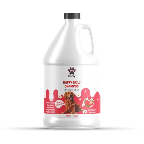 Image of Bscly Strawberry Dog Shampoo 1000Ml - Ticks & Fleas Prevention - Enriched with Chamomile, Aloe and Coconut Oil - Moisturizes & Heals Skin - Suitable for Pomeranians to Golden Retrievers