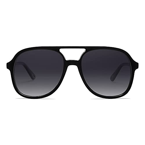 Retro Polarized Aviator Sunglasses Womens Men Vintage Double Bridge Square Sun Glasses AP3606