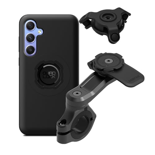 Image of Quad Lock Motorcycle Handlebar Mount PRO Kit with Vibration Dampener and MAG Phone Case for Samsung Galaxy A55