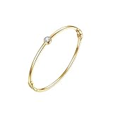 Carat Kitten 14 Karat vergoldete einfache Armreifen für Frauen Teenager Mädchen, zierlicher ovaler minimalistischer Armreif für Frauen mit Zirkonia, Geschenke für Frauen und Mädchen