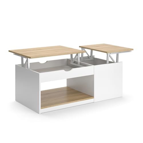 Vicco Couchtisch Avela, Weiß/Sonoma, 55 x 110 cm