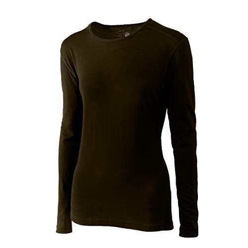 Roman Trail Outfitters Merino Wool Women's Long Sleeve Top |Crew Neck Shirt | Lightweight | Moisture Wicking | Base Layer (Deep Olive, Large) #TOP1