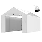 VEVOR Carport Replacement Canopy Cover Side Wall 10 x 20 ft, Garage Tent Shelter Tarp Heavy-Duty Waterproof & UV Protected, Easy Installation with Ball Bungees,White (Top and Frame Not Included)