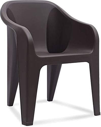 Nilkamal Plastic Chair for Living room with Arm |Set of 2 | 3 Year Warranty | For Home, Living Room, Outdoor | Weather Brown Colour | EEEZYGO