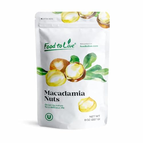 Food to Live Whole Macadamia Nuts, 1 Pound – Raw, Unsalted, Unroasted, Keto Friendly, Kosher, Vegan, Bulk, Great as Snack and for Baking, Good Source of Manganese, Thiamin, & Copper