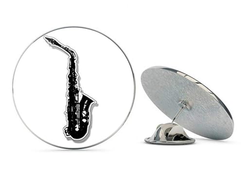 Saxophone Shaped (Music Player Band Play Sax) 2.5 Metal 0.75" Lapel Hat Pin Tie Tack Pinback2