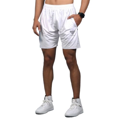 Shorts for Men (White) | 360 Lycra Gym Shorts for Men | Lightweight Running Shorts for Men | White Short Gym Pants for Men | Workout Sports Short for Athletic and Fitness Training-image-2