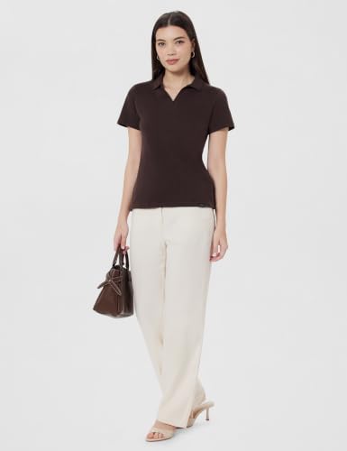 Image of Amazon Brand - Symbol Women Casual Polo T-Shirt | V-Neck | Regular Fit | Short Sleeve