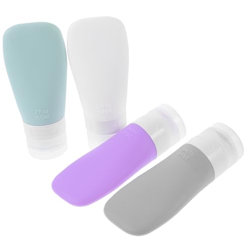 LIFKOME 4 piezas Botellas de Silicona Rellenable para Viaje Anti-fugas Portátil y Ligera para Champú y Loción Botellas Exprimibles Reutilizables para Higiene Personal